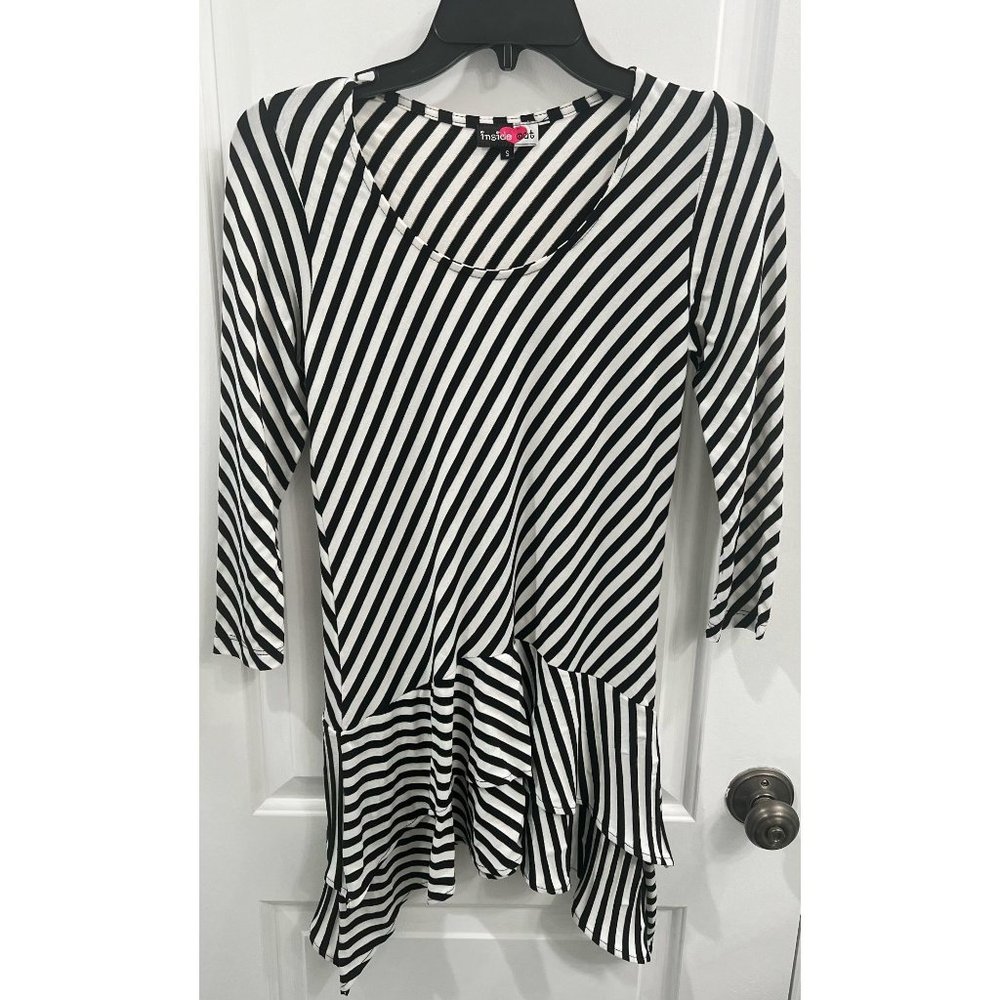 Inside Out Womens Striped 3/4 Length Sleeve Tunic Size S